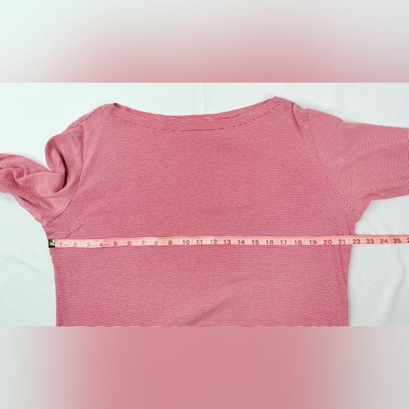 Chico's Red White Micro Striped Boat Neck Pullover Top Size Large - Picture 6 of 7